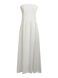 Robe longue bustier en crêpe - Naturel