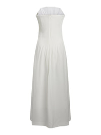 Robe longue bustier en crêpe - Naturel