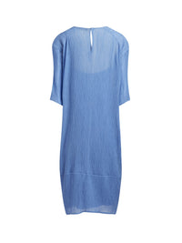 Robe courte en crepon - Bleu