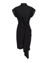 Robe drapée en crepon - Noir