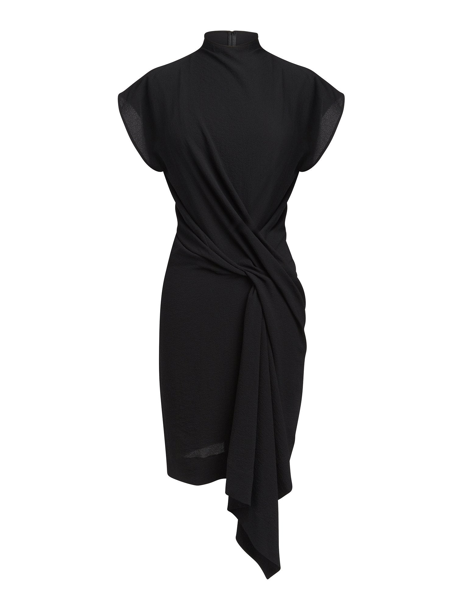 Robe drapée en crepon - Noir