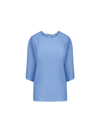 Top manches courtes en crepon plissé - Bleu