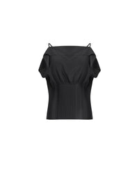Top sans manche en soie crepe de chine - Noir