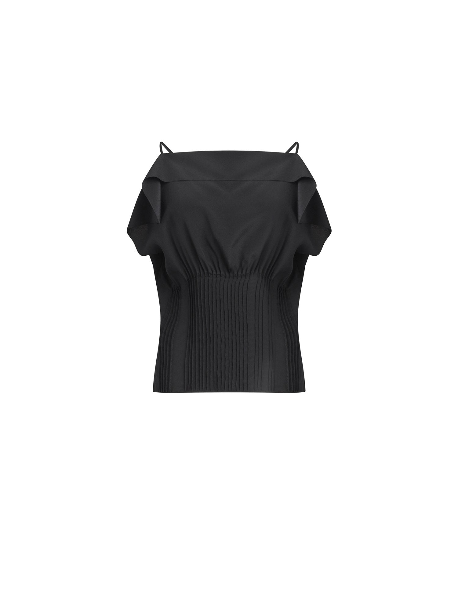 Top sans manche en soie crepe de chine - Noir