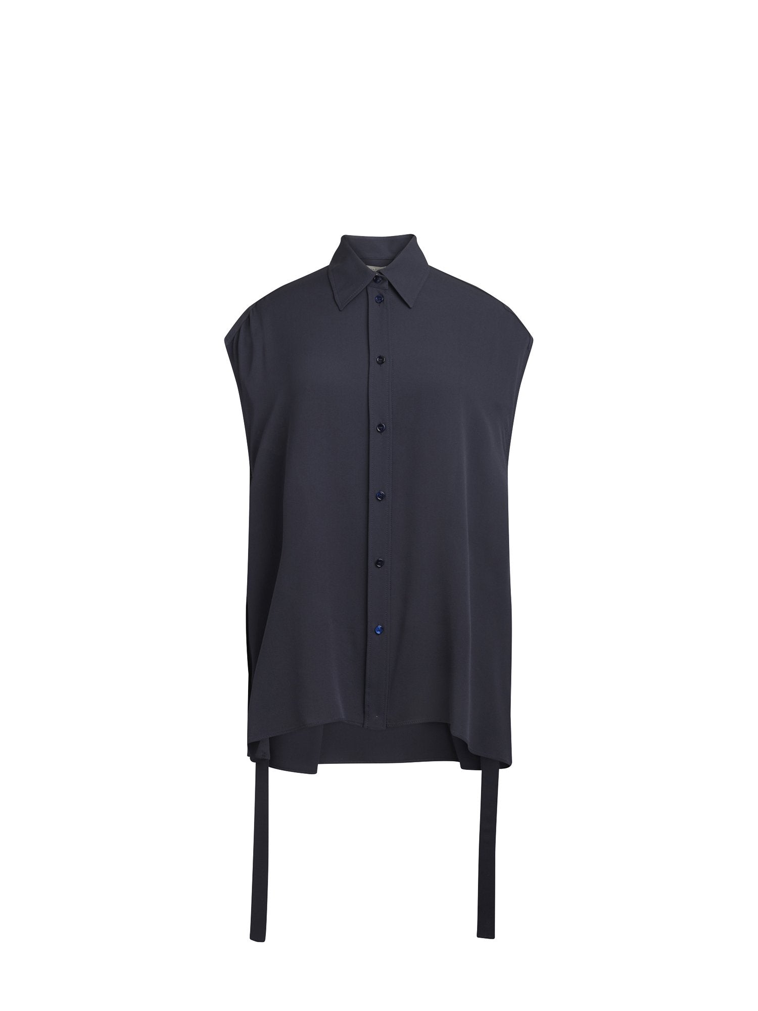 Top manches longues en crepe de soie - Navy