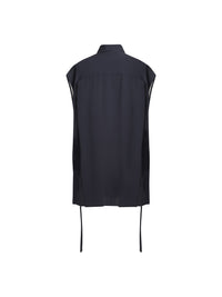 Top manches longues en crepe de soie - Navy
