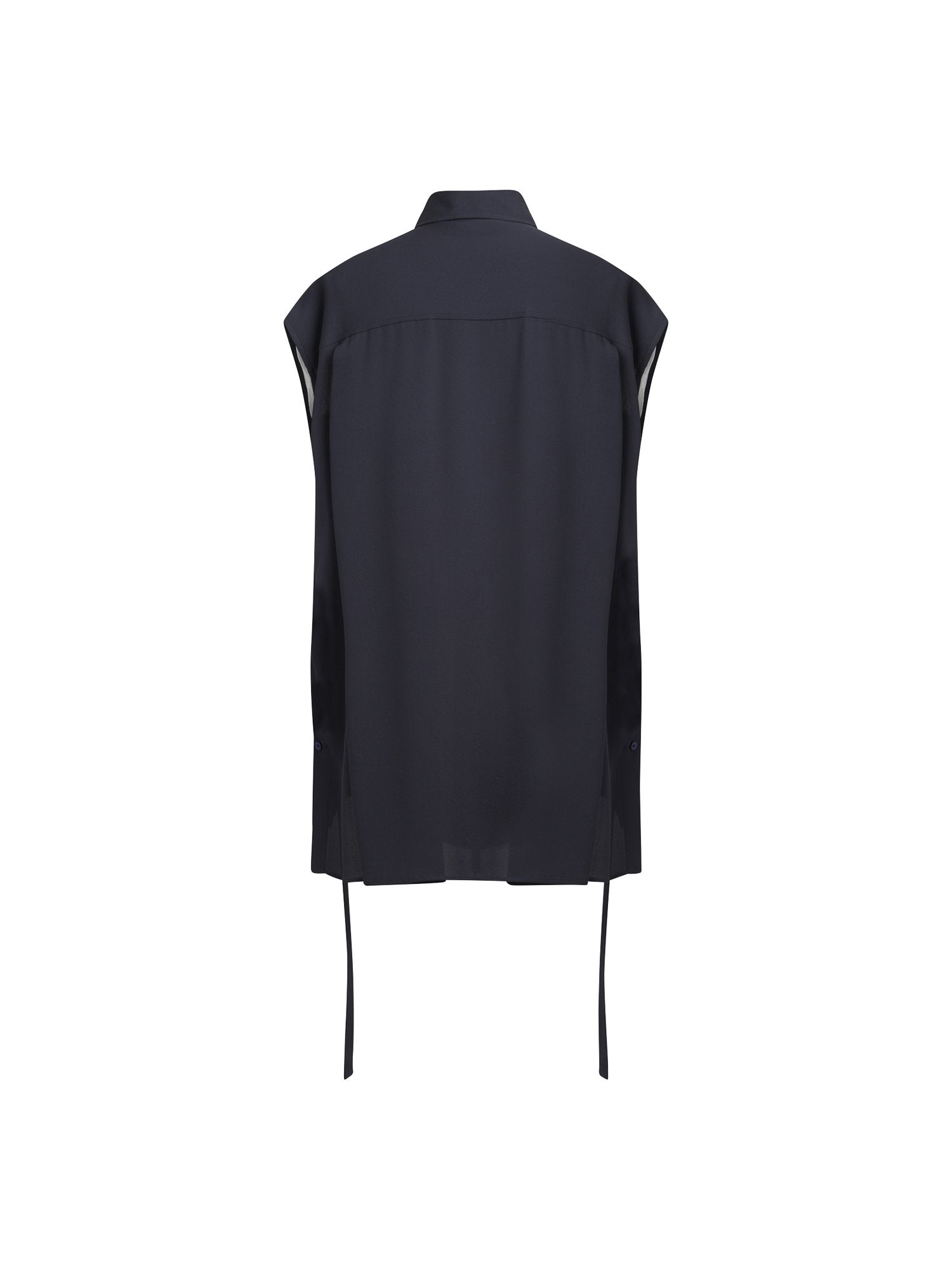 Top manches longues en crepe de soie - Navy