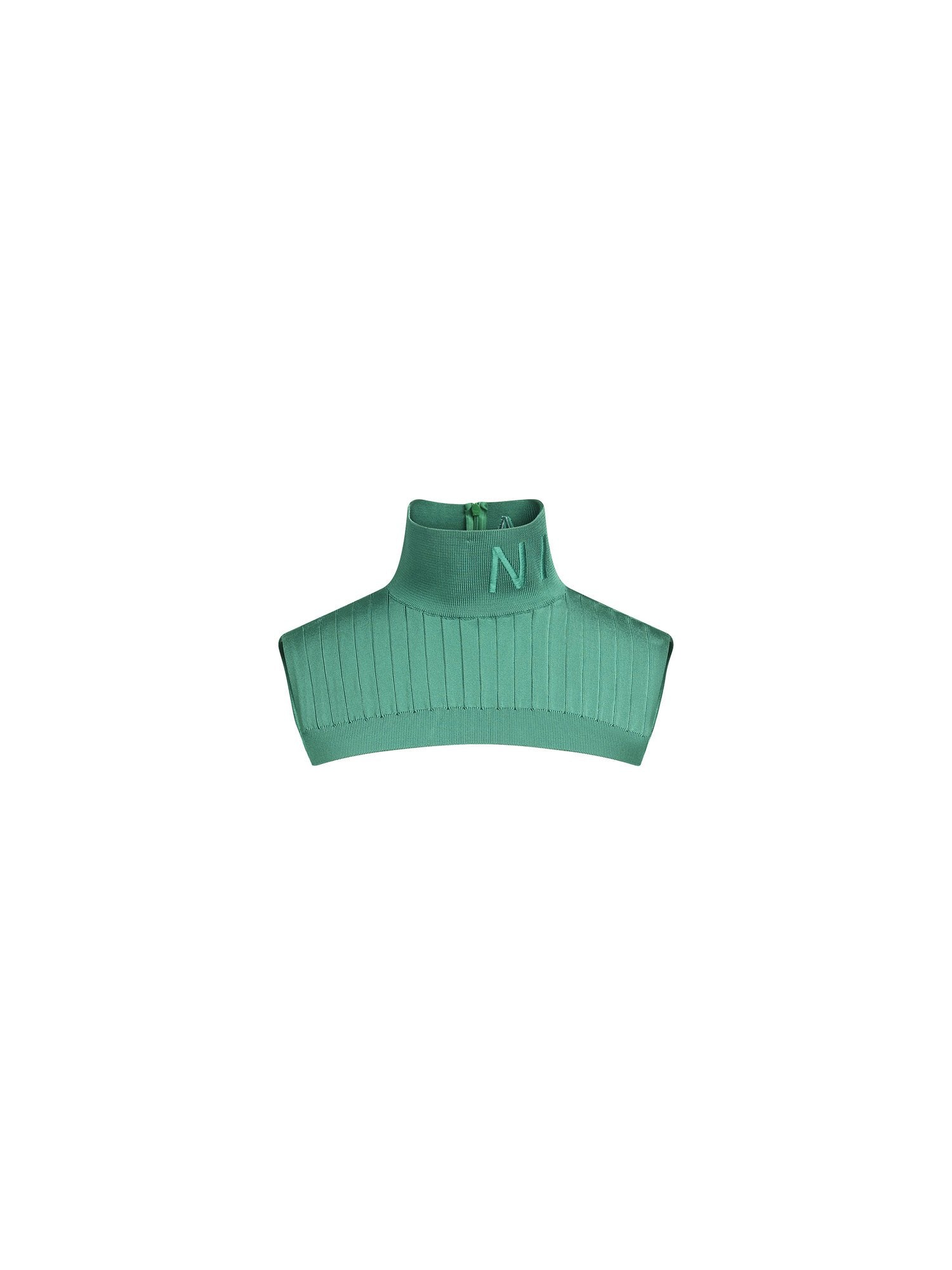 Col en maille brillante - Vert foncé