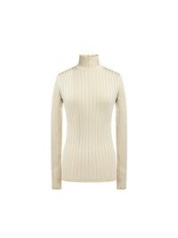 Pullover manches longues en maille brillante - Creme