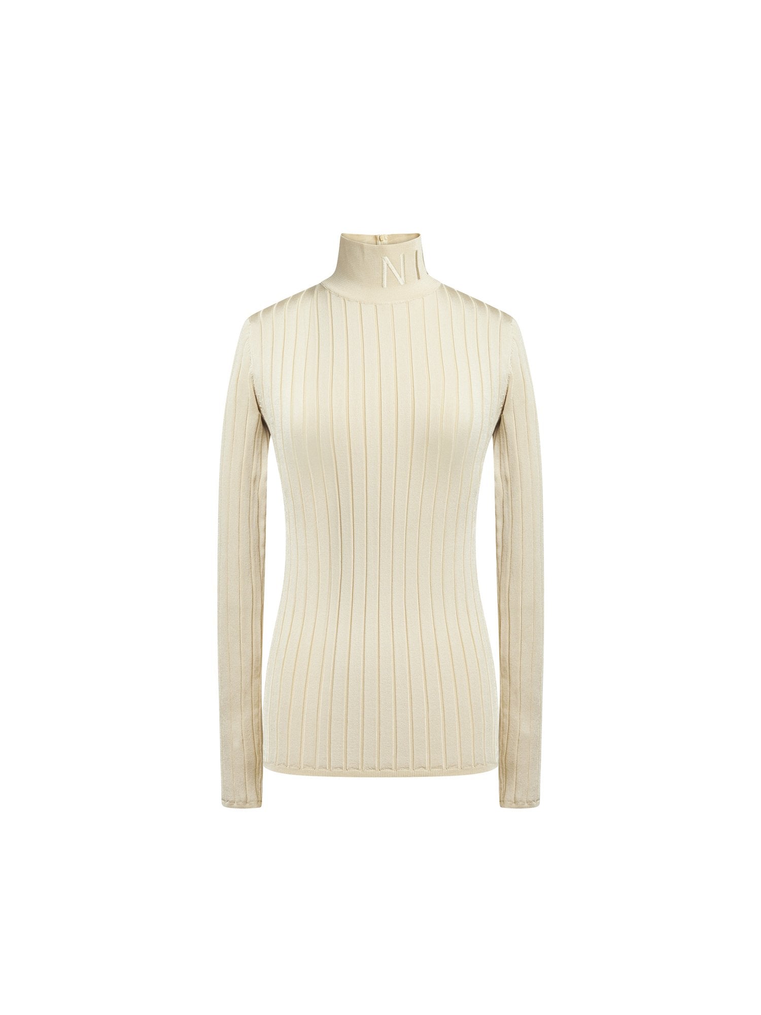 Pullover manches longues en maille brillante - Creme