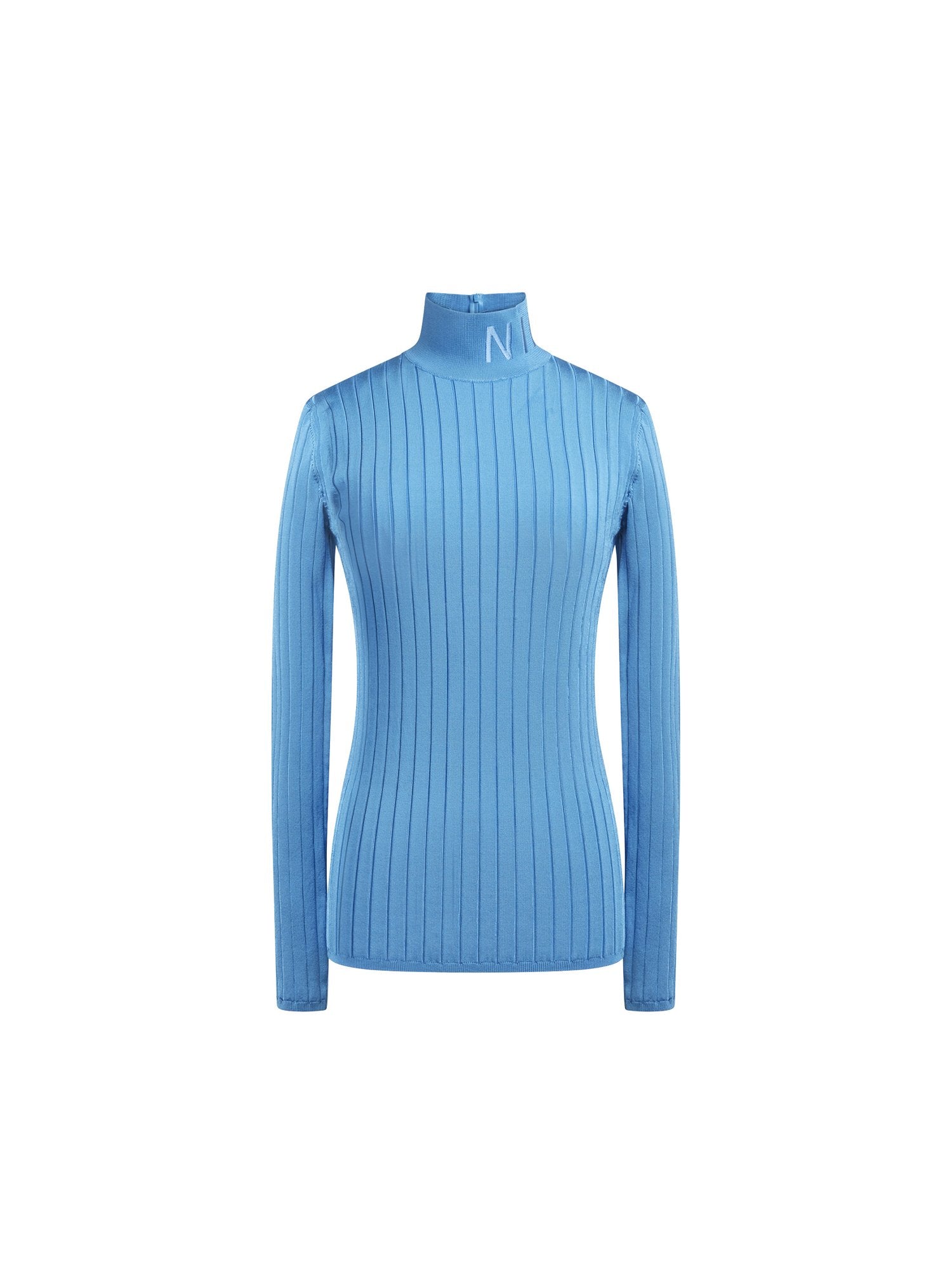 Pullover manches longues en maille brillante - Cyan