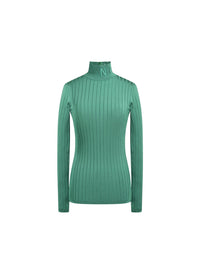 Pullover manches longues en maille brillante - Vert foncé