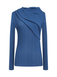 Top manches longues en jersey tubulaire - Bleu Petrole