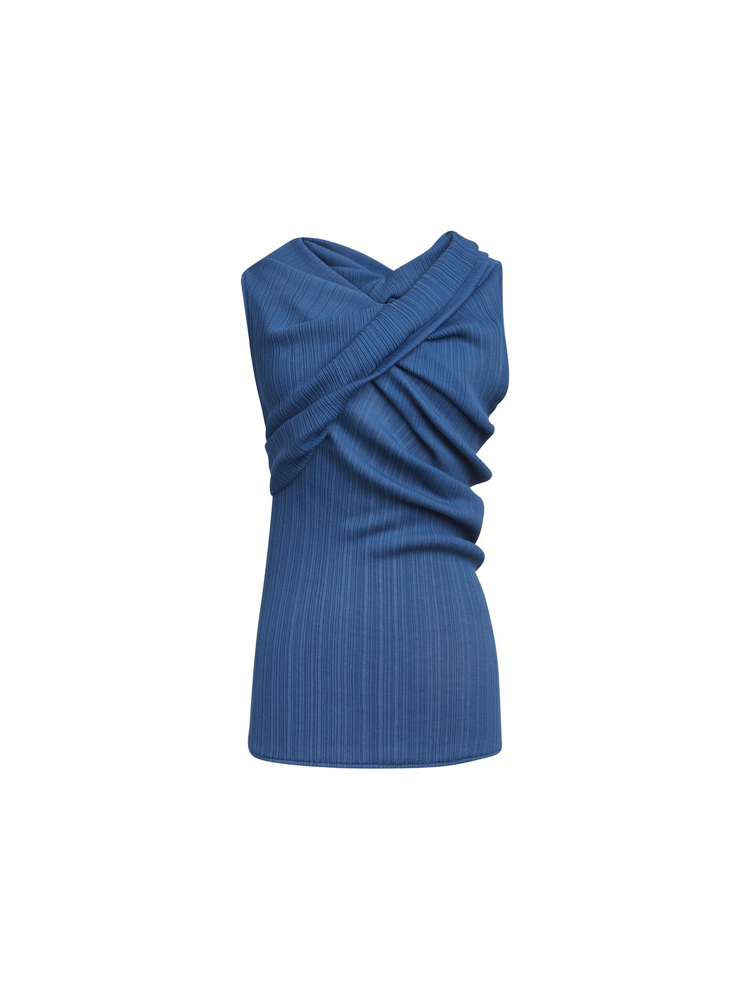 Top croisé en jersey tubulaire - Bleu Petrole