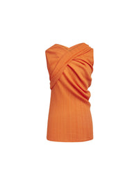 Top croisé en jersey tubulaire - Mandarine