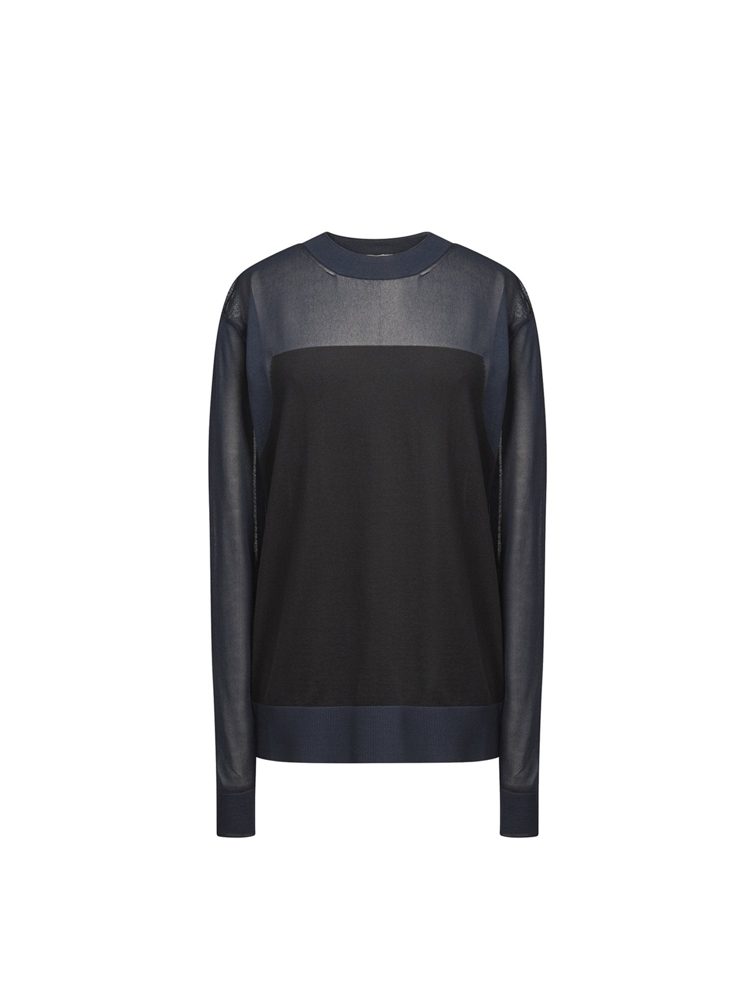 Pullover manches longues en coton - Navy & Noir