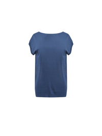 Pullover manches courtes en soie milano - Bleu Petrole