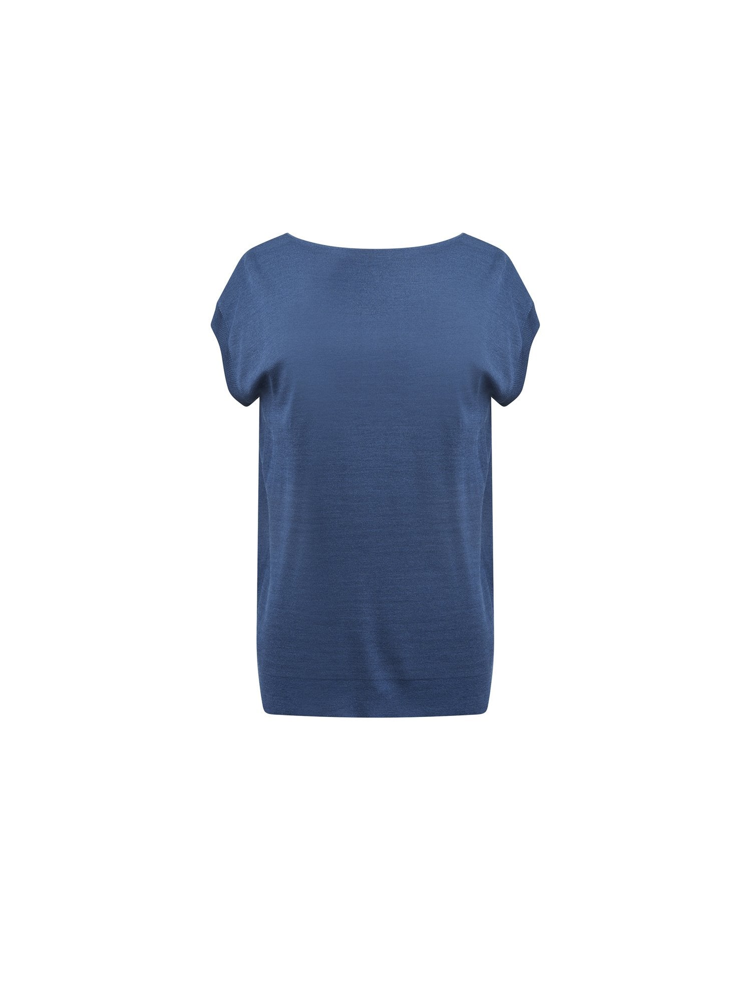 Pullover manches courtes en soie milano - Bleu Petrole