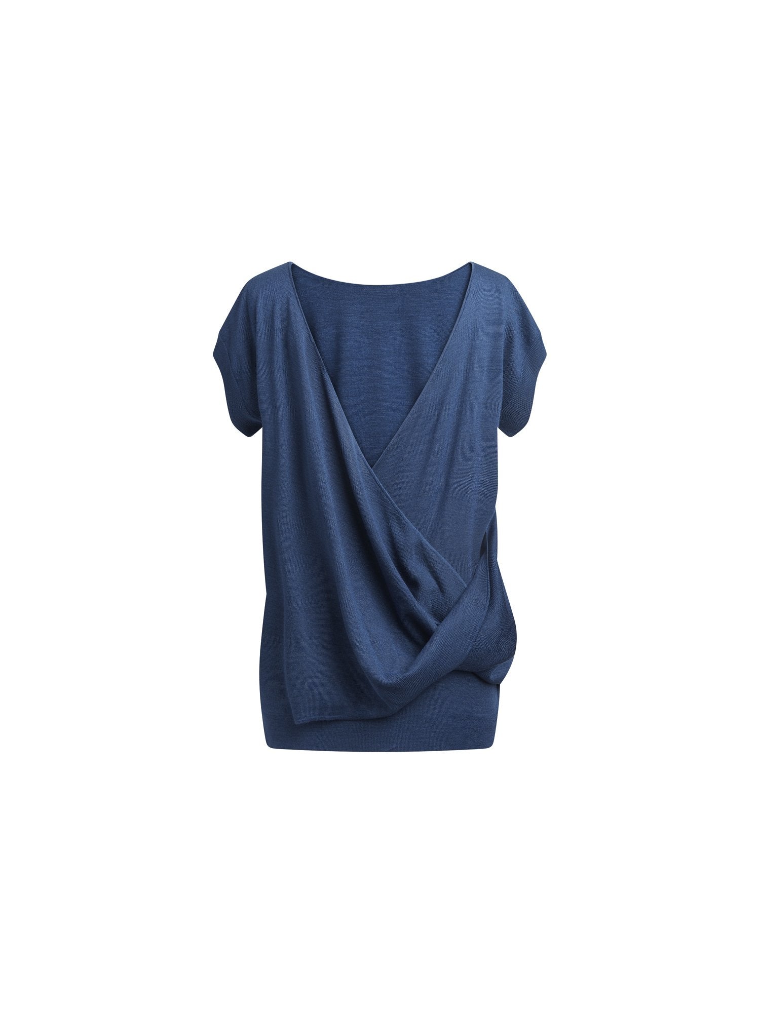 Pullover manches courtes en soie milano - Bleu Petrole