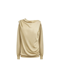 Pullover manches longues en maille fluide - Beige
