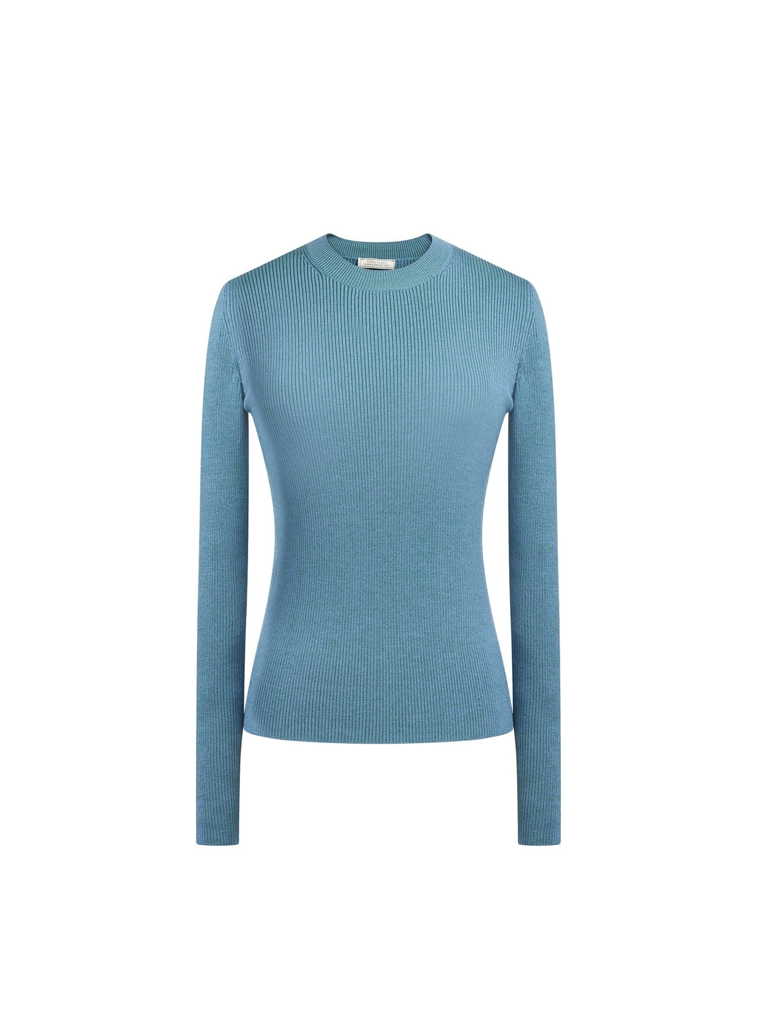 Pullover manches longues en soie bicolore - Turquoise