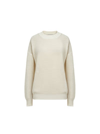 Pullover col rond en coton - Naturel