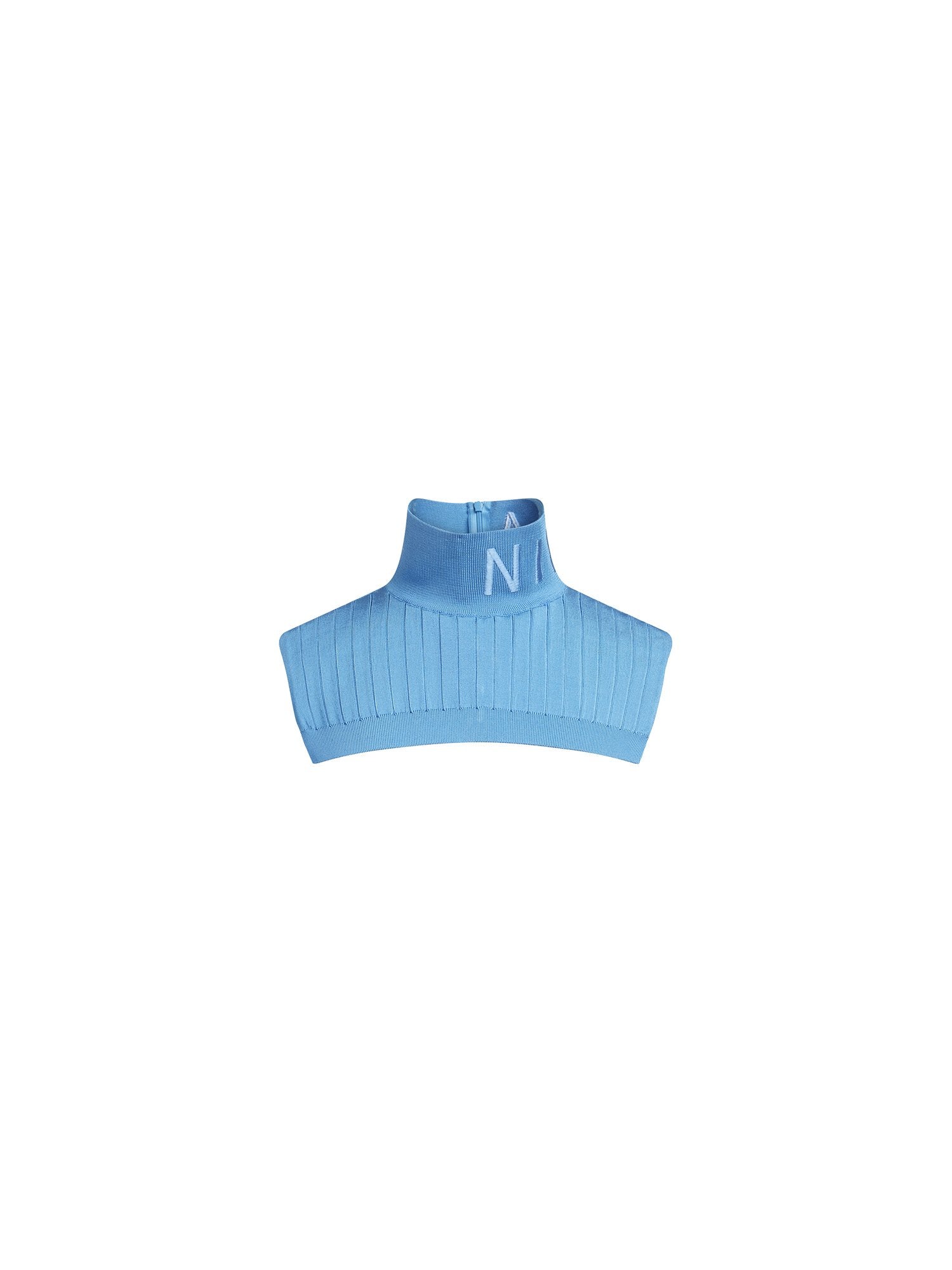 Col en maille brillante - Cyan