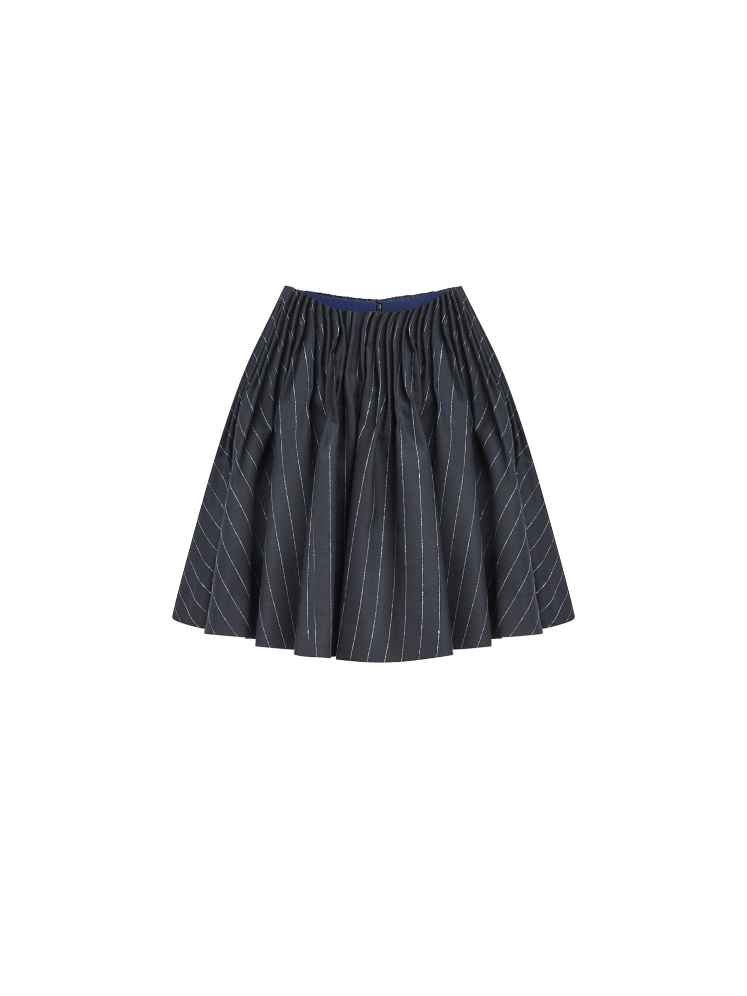 Jupe courte rayée en laine - Navy & Bleu Clair