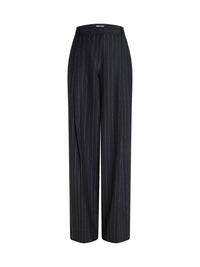 Pantalon en laine rayée - Navy & Bleu Clair