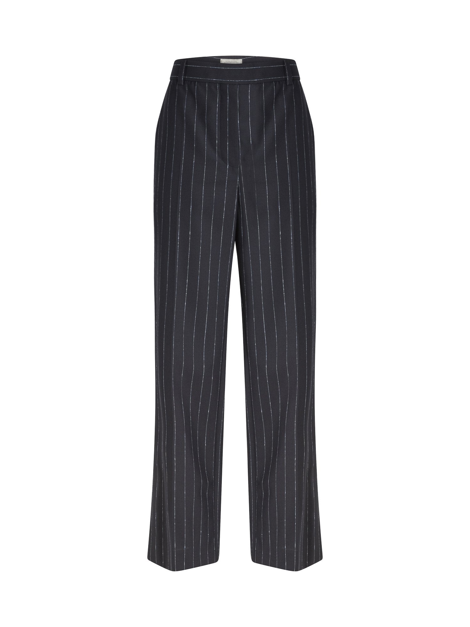 Pantalon en laine rayée - Navy & Bleu Clair