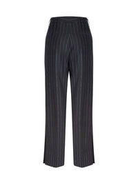 Pantalon en laine rayée - Navy & Bleu Clair