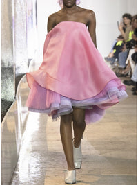 Robe cocktail bustier en soie - Bubblegum
