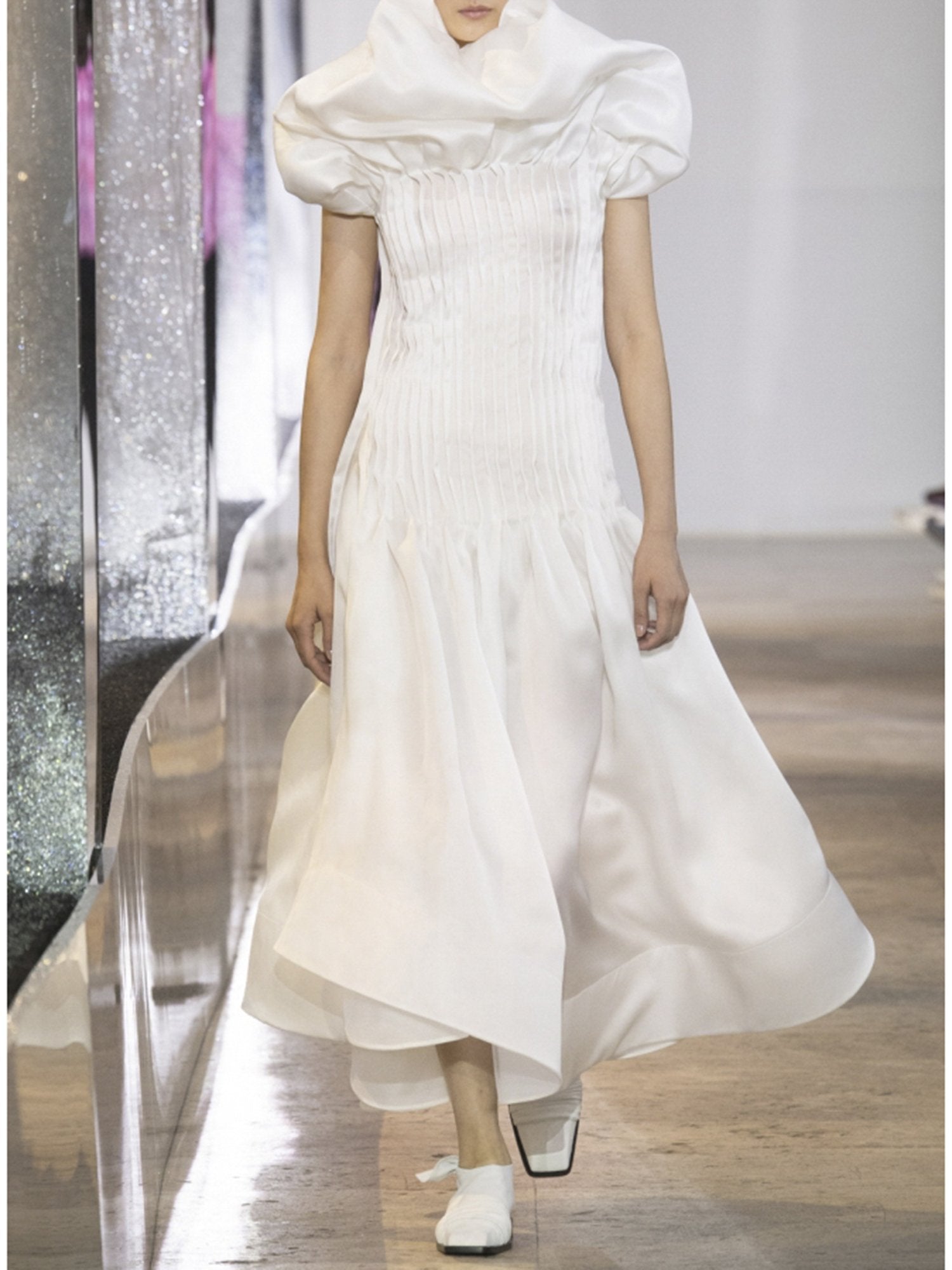 Robe longue en satin de soie - Blanc