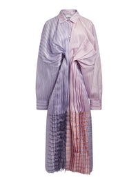 Robe chemise plissée en organza - Lilas & Orange Navy