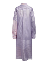 Robe chemise plissée en organza - Lilas & Orange Navy