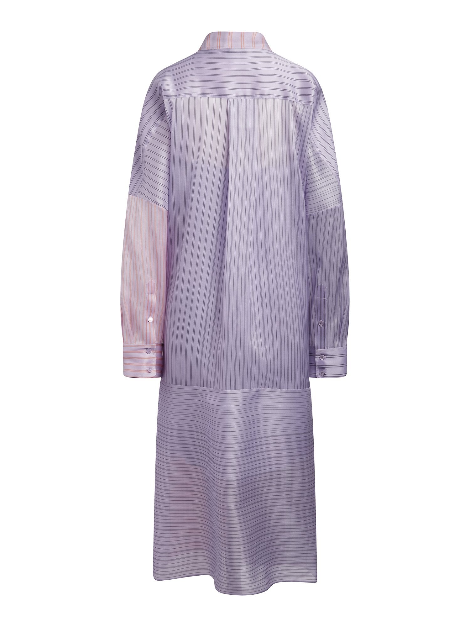Robe chemise plissée en organza - Lilas & Orange Navy