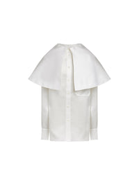Top manches longues en satin de soie - Blanc