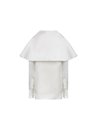 Top manches longues en satin de soie - Blanc