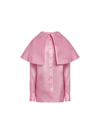 Top manches longues en satin de soie - Bubblegum