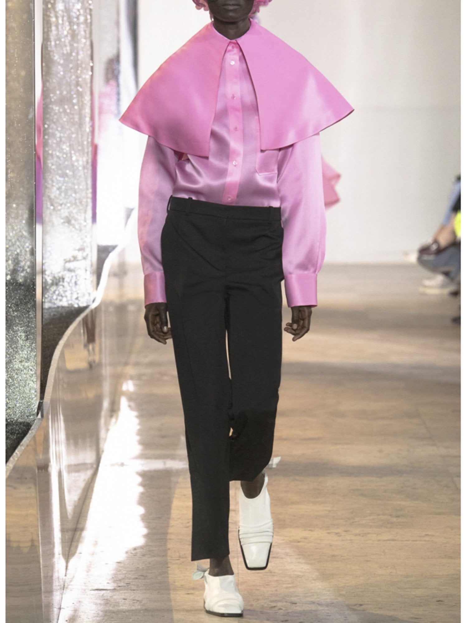 Top manches longues en satin de soie - Bubblegum