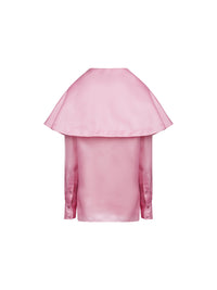 Top manches longues en satin de soie - Bubblegum