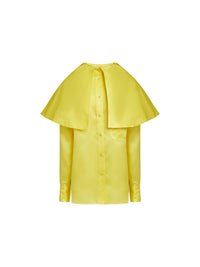 Top manches longues en satin de soie - Jaune
