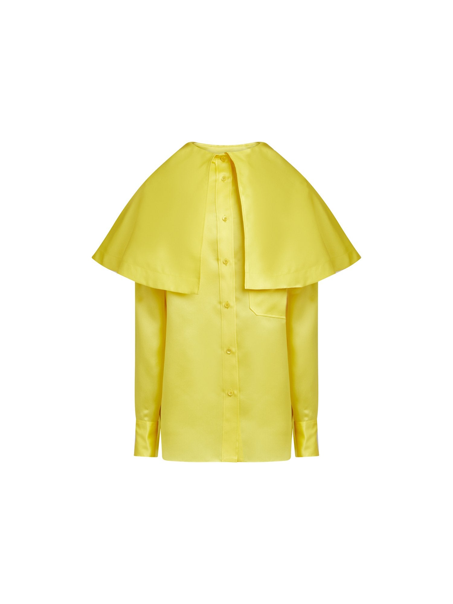 Top manches longues en satin de soie - Jaune