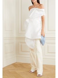 Top en organza de soie - Blanc