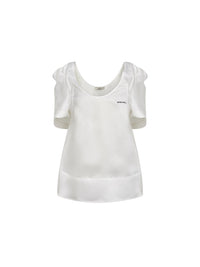 Top évasé en satin de soie - Blanc