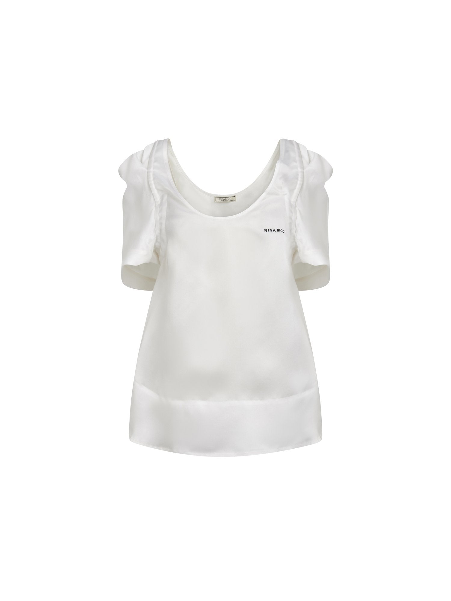 Top évasé en satin de soie - Blanc