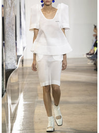 Top évasé en satin de soie - Blanc