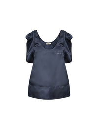 Top évasé en satin de soie - Navy