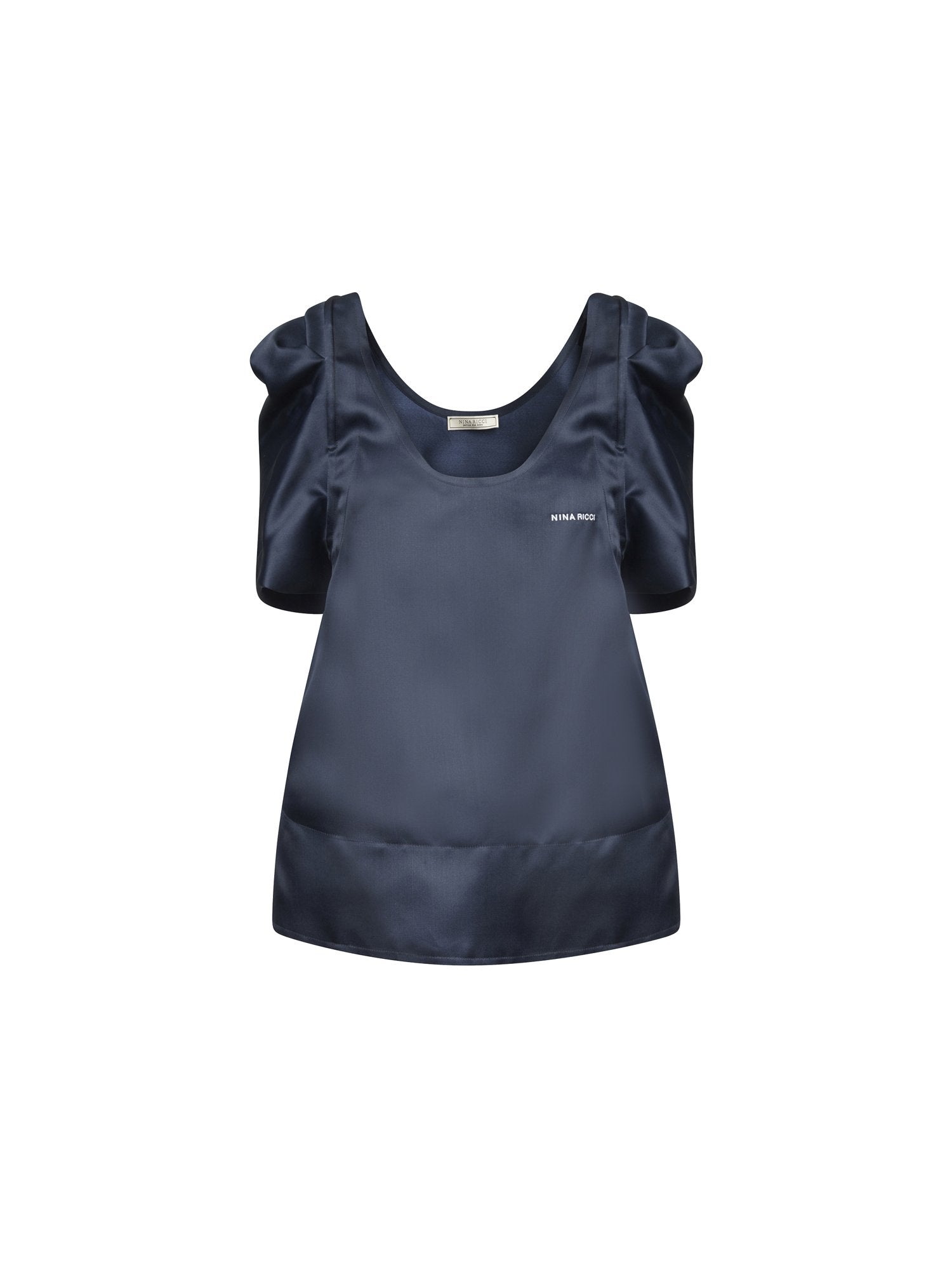 Top évasé en satin de soie - Navy