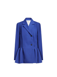 Veste de costume plissée en laine - Indigo